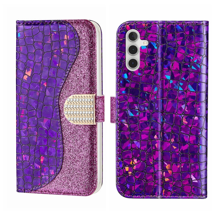 Laser Glitter Powder Crocodile Texture Leather Phone Case
