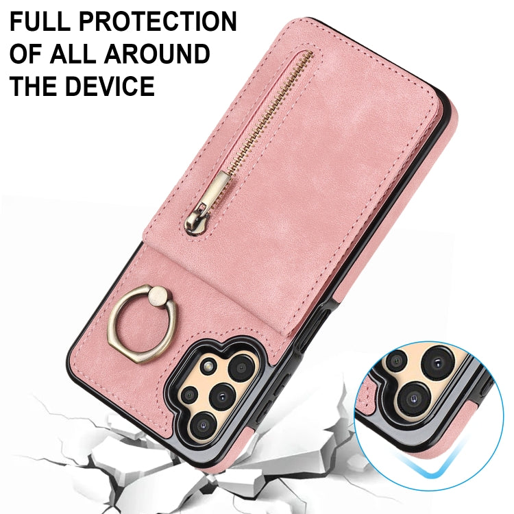 Retro Ring and Zipper RFID Card Slot Phone Case