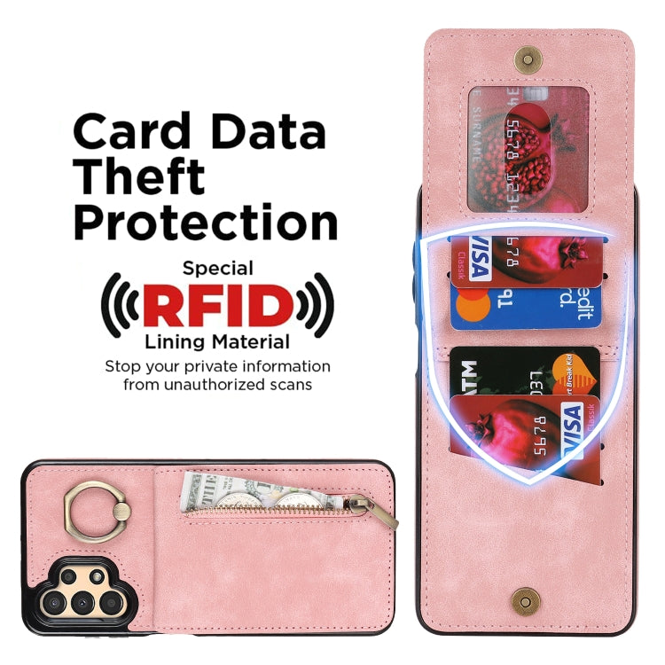 Retro Ring and Zipper RFID Card Slot Phone Case