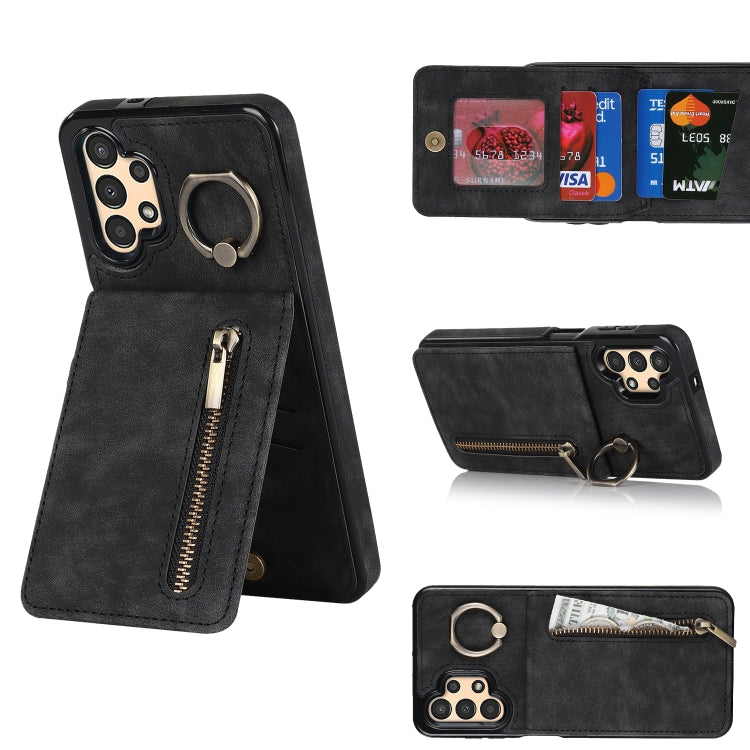 Retro Ring and Zipper RFID Card Slot Phone Case