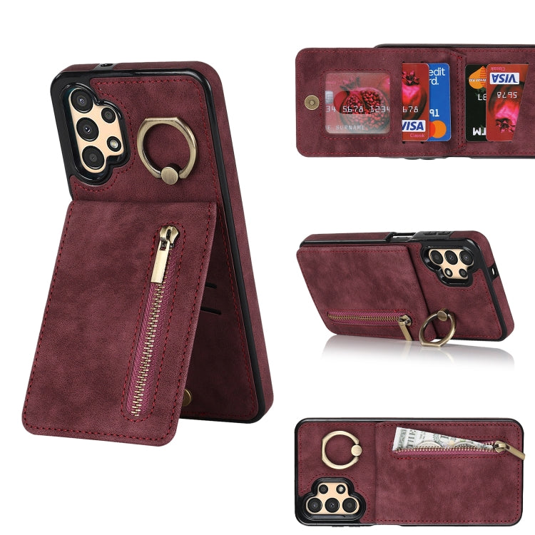 Retro Ring and Zipper RFID Card Slot Phone Case