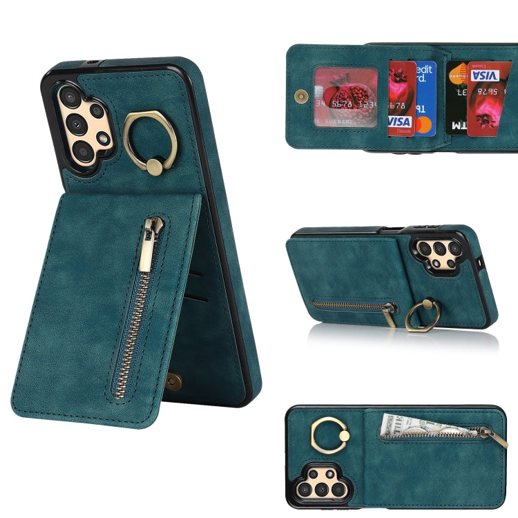 Retro Ring and Zipper RFID Card Slot Phone Case