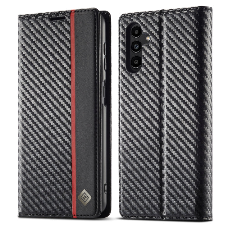 LC.IMEEKE Carbon Fiber PU + TPU Horizontal Flip Leather Phone Case
