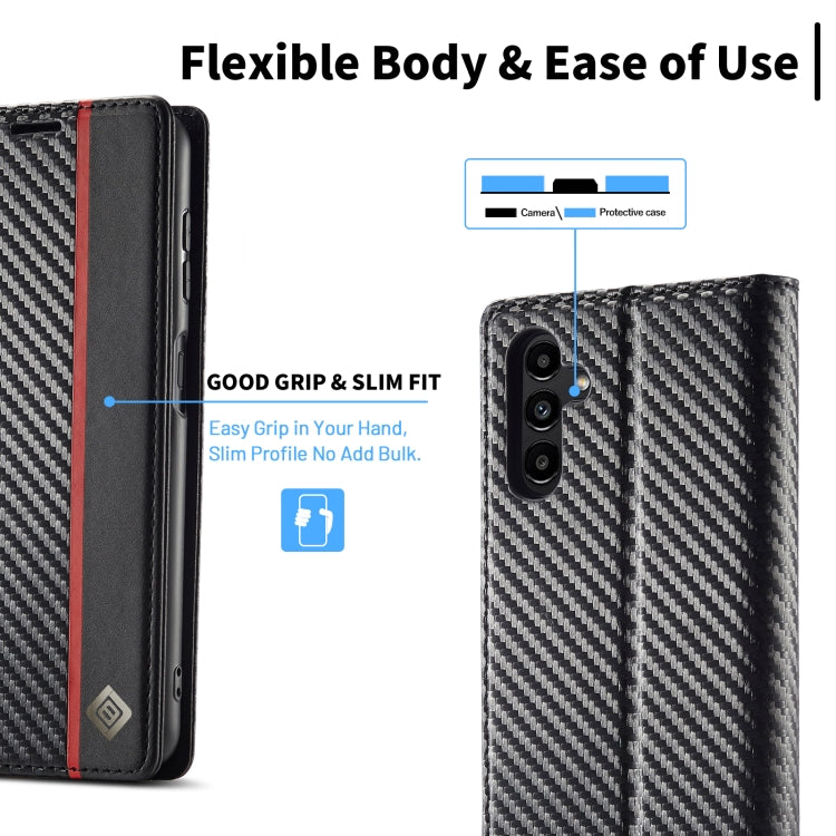 LC.IMEEKE Carbon Fiber PU + TPU Horizontal Flip Leather Phone Case