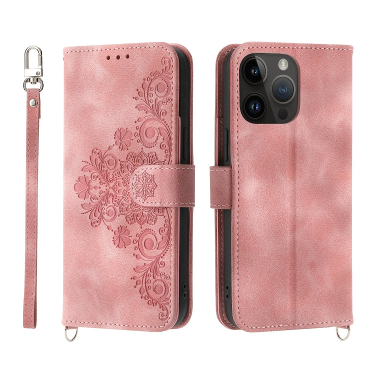 Skin-feel Flowers Embossed Wallet Leather Phone Case