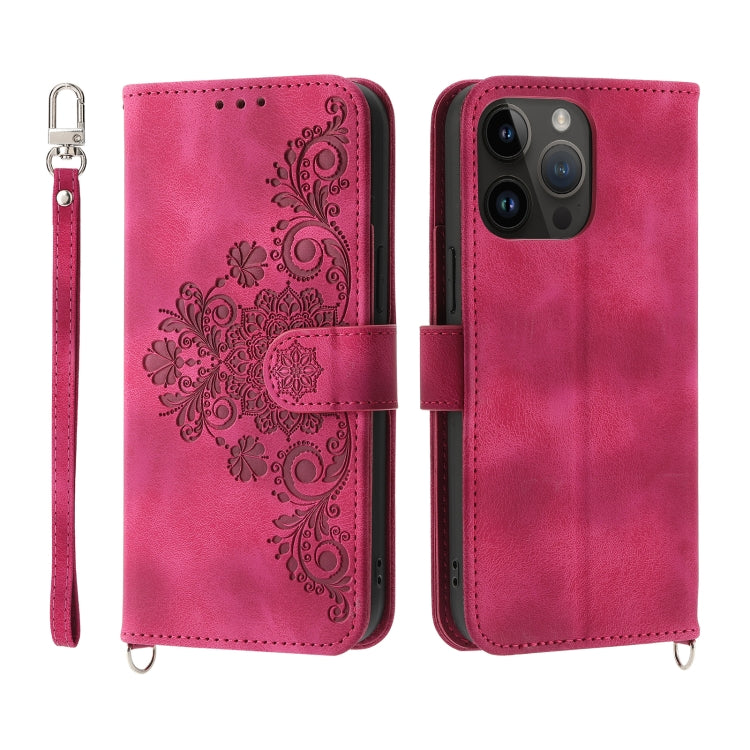 Skin-feel Flowers Embossed Wallet Leather Phone Case