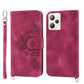 Skin-feel Flowers Embossed Wallet Leather Phone Case