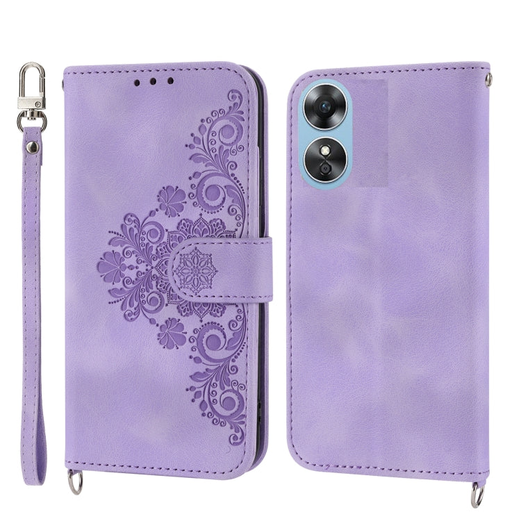 Skin-feel Flowers Embossed Wallet Leather Phone Case