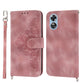 Skin-feel Flowers Embossed Wallet Leather Phone Case