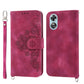 Skin-feel Flowers Embossed Wallet Leather Phone Case