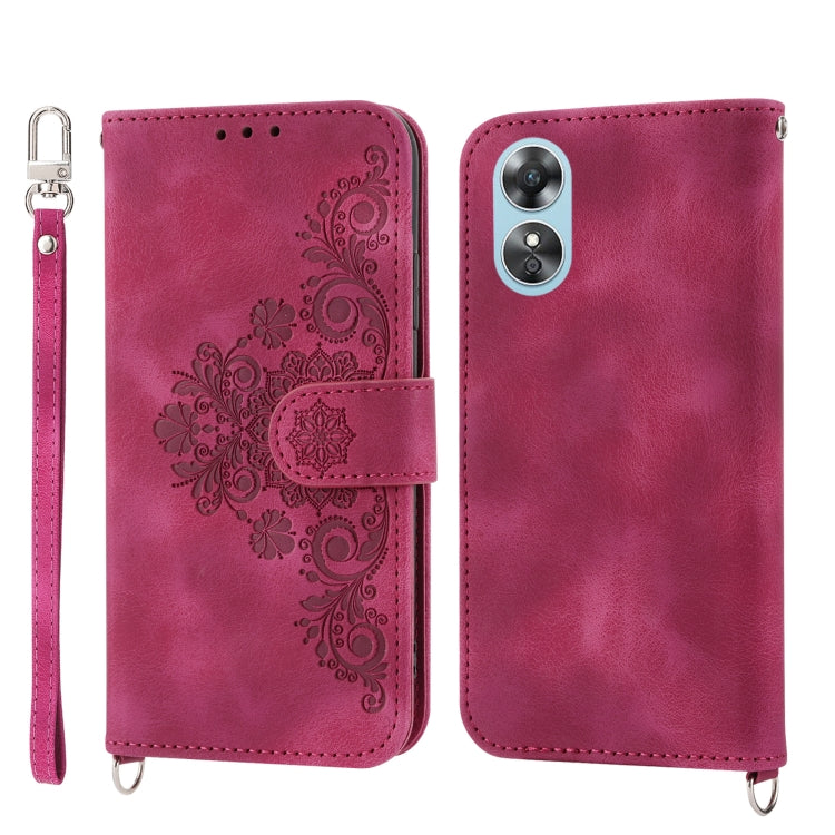 Skin-feel Flowers Embossed Wallet Leather Phone Case