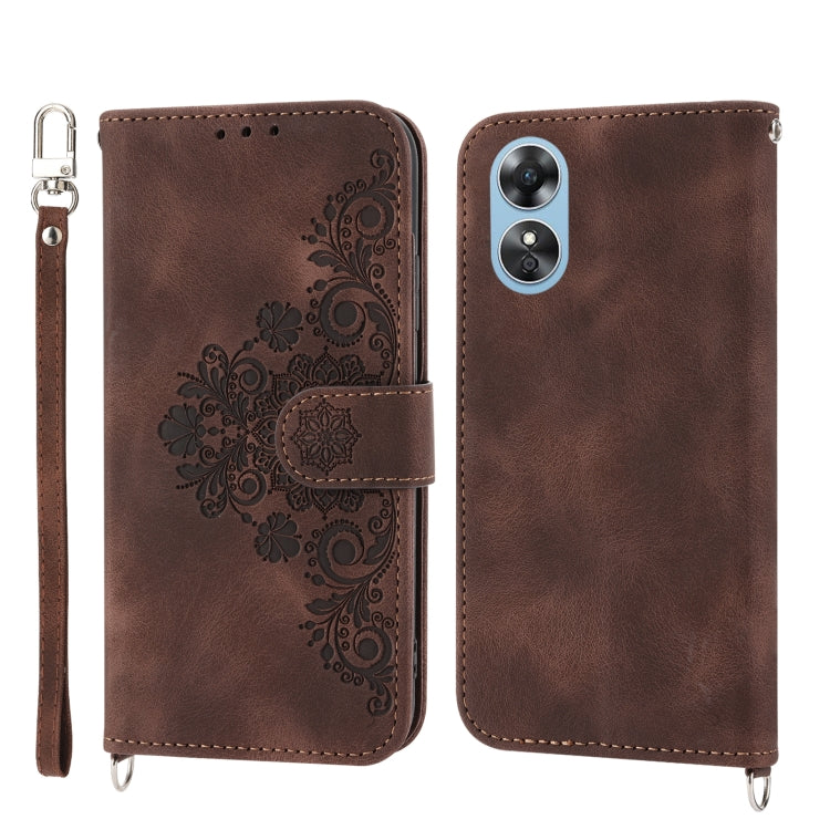Skin-feel Flowers Embossed Wallet Leather Phone Case