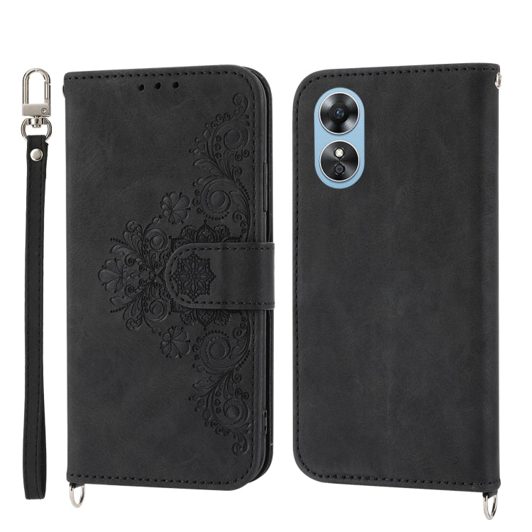 Skin-feel Flowers Embossed Wallet Leather Phone Case
