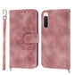 Skin-feel Flowers Embossed Wallet Leather Phone Case