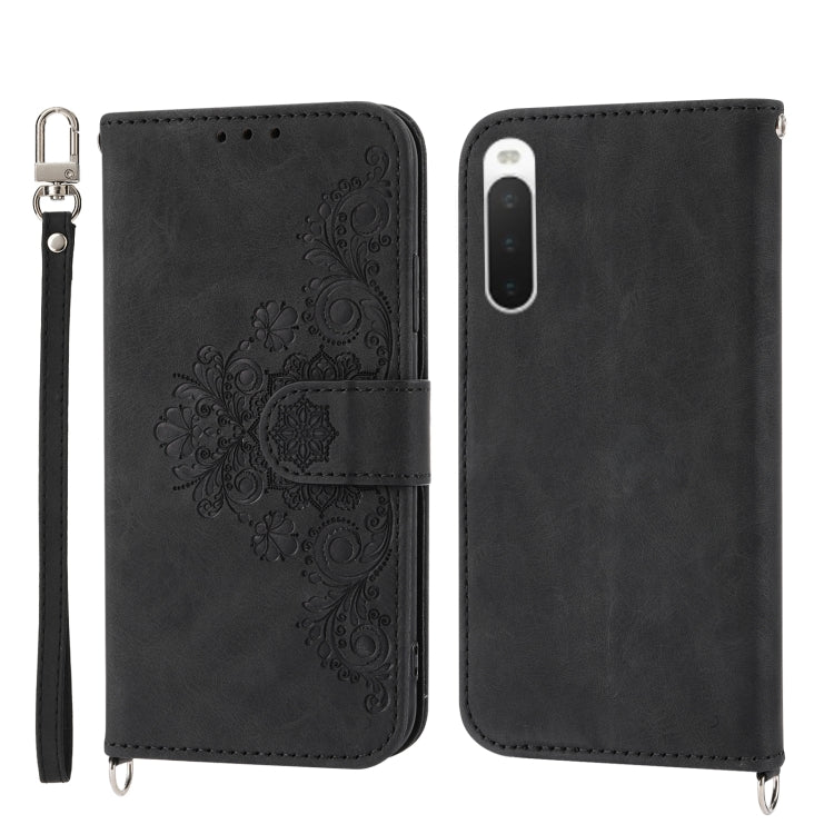 Skin-feel Flowers Embossed Wallet Leather Phone Case