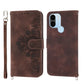 Skin-feel Flowers Embossed Wallet Leather Phone Case