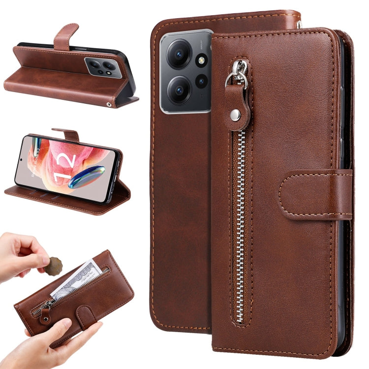 Calf Texture Zipper Leather Phone Case