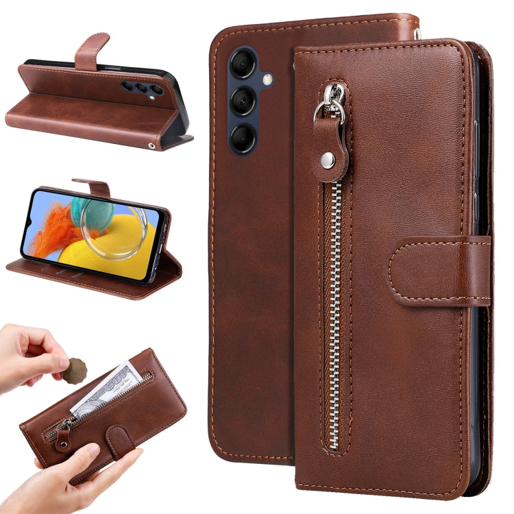 Calf Texture Zipper Leather Phone Case