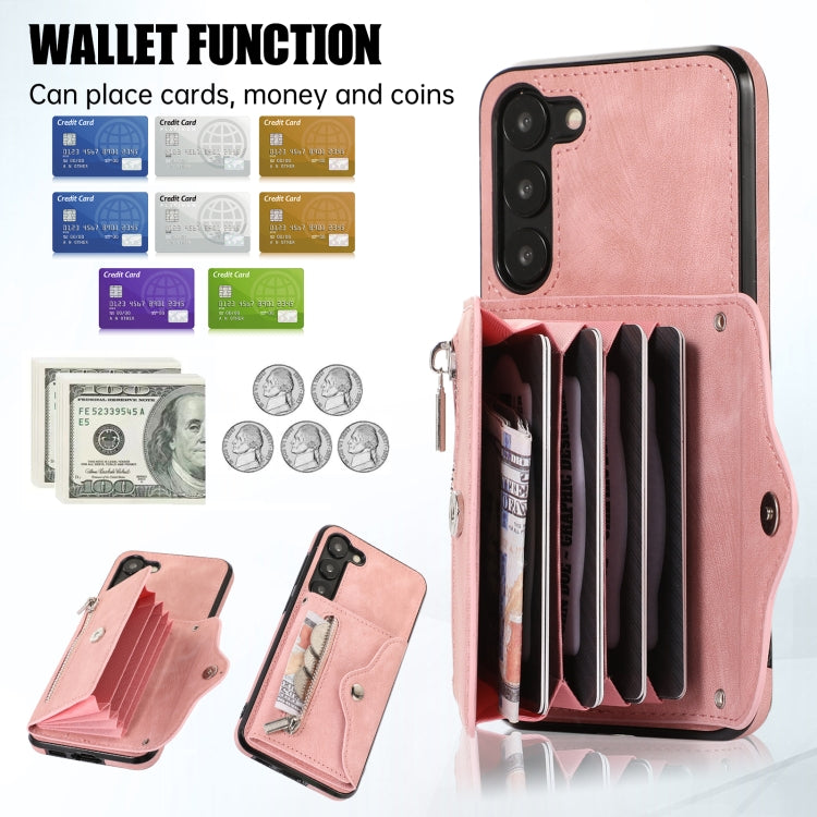 Zipper RFID Card Slots Phone Case with Short Lanyard