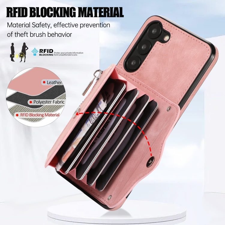 Zipper RFID Card Slots Phone Case with Short Lanyard