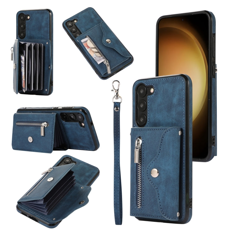 Zipper RFID Card Slots Phone Case with Short Lanyard
