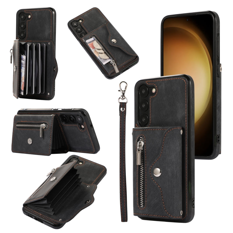 Zipper RFID Card Slots Phone Case with Short Lanyard