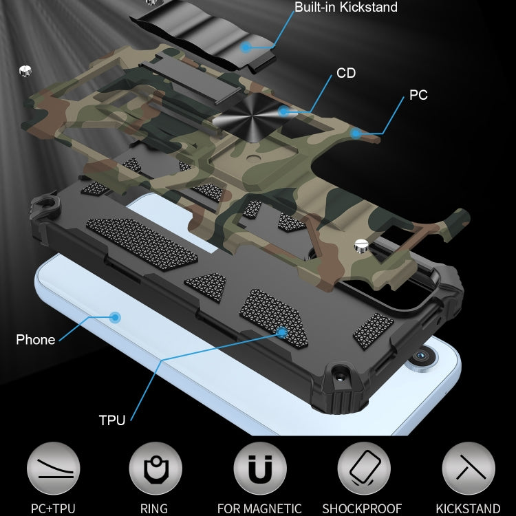 Camouflage Armor Shockproof TPU + PC Magnetic Protective Phone Case with Holder