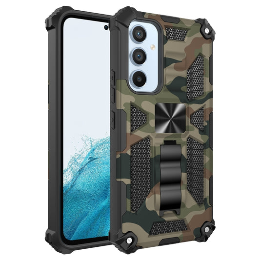 Camouflage Armor Shockproof TPU + PC Magnetic Protective Phone Case with Holder