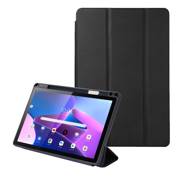 Solid Color 3-folding Leather Tablet Case