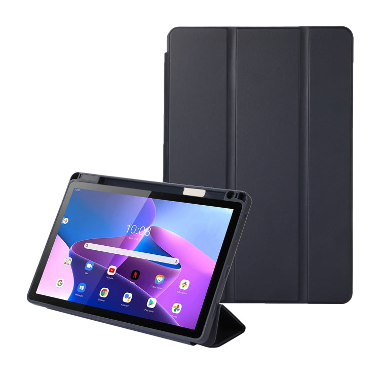 Solid Color 3-folding Leather Tablet Case