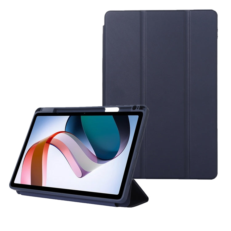 Solid Color 3-folding Leather Tablet Case