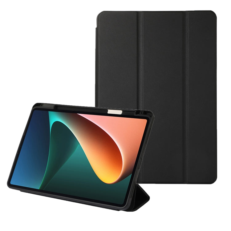 Solid Color 3-folding Leather Tablet Case