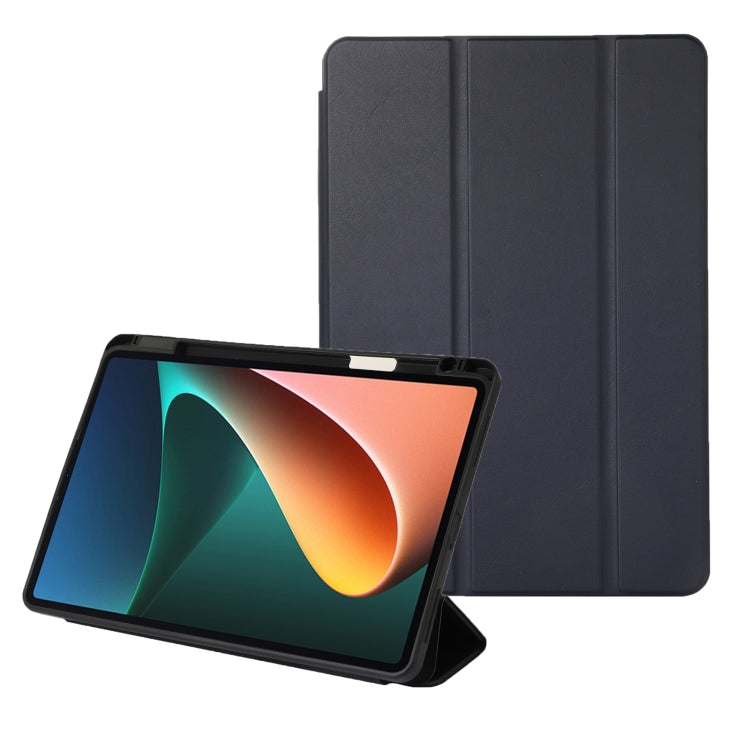 Solid Color 3-folding Leather Tablet Case