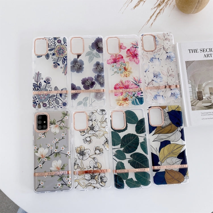 High Translucent Electroplating Flower Pattern TPU + PC Phone Case