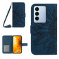 HT04 Skin Feel Sun Flower Embossed Flip Leather Phone Case with Lanyard