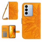 HT04 Skin Feel Sun Flower Embossed Flip Leather Phone Case with Lanyard