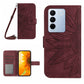 HT04 Skin Feel Sun Flower Embossed Flip Leather Phone Case with Lanyard