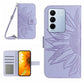 HT04 Skin Feel Sun Flower Embossed Flip Leather Phone Case with Lanyard