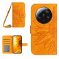 HT04 Skin Feel Sun Flower Embossed Flip Leather Phone Case with Lanyard