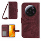 HT04 Skin Feel Sun Flower Embossed Flip Leather Phone Case with Lanyard