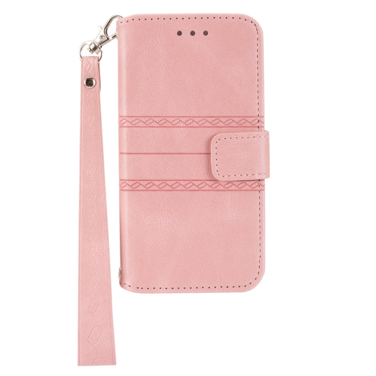 Embossed Stripes Skin Feel Leather Phone Case