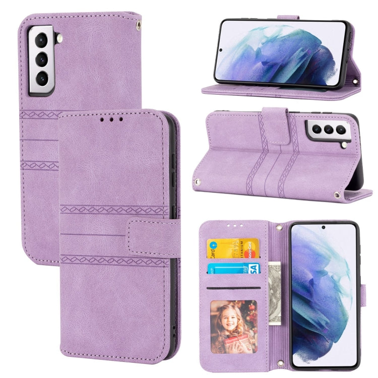 Embossed Stripes Skin Feel Leather Phone Case