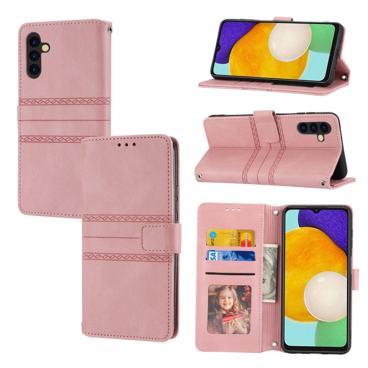 Embossed Stripes Skin Feel Leather Phone Case