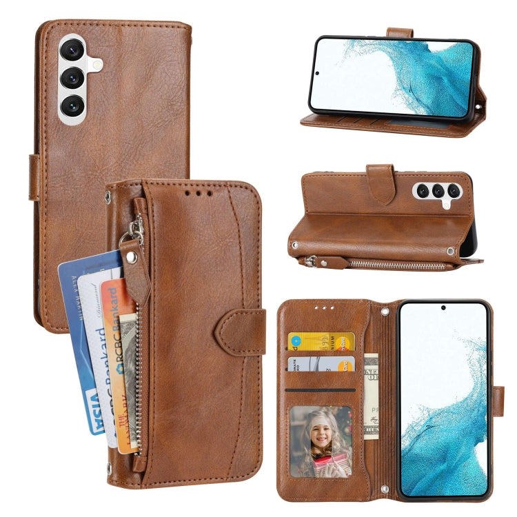 Oil Skin Zipper Wallet Leather Phone Case
