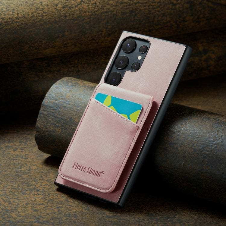 Fierre Shann Crazy Horse Card Holder Back Cover PU Phone Case