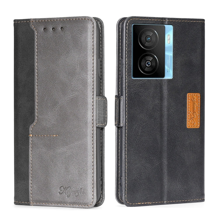 Contrast Color Side Buckle Leather Phone Case