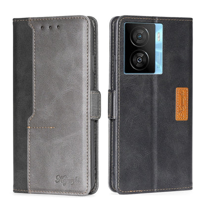 Contrast Color Side Buckle Leather Phone Case