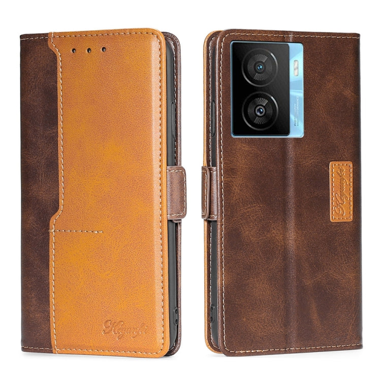 Contrast Color Side Buckle Leather Phone Case