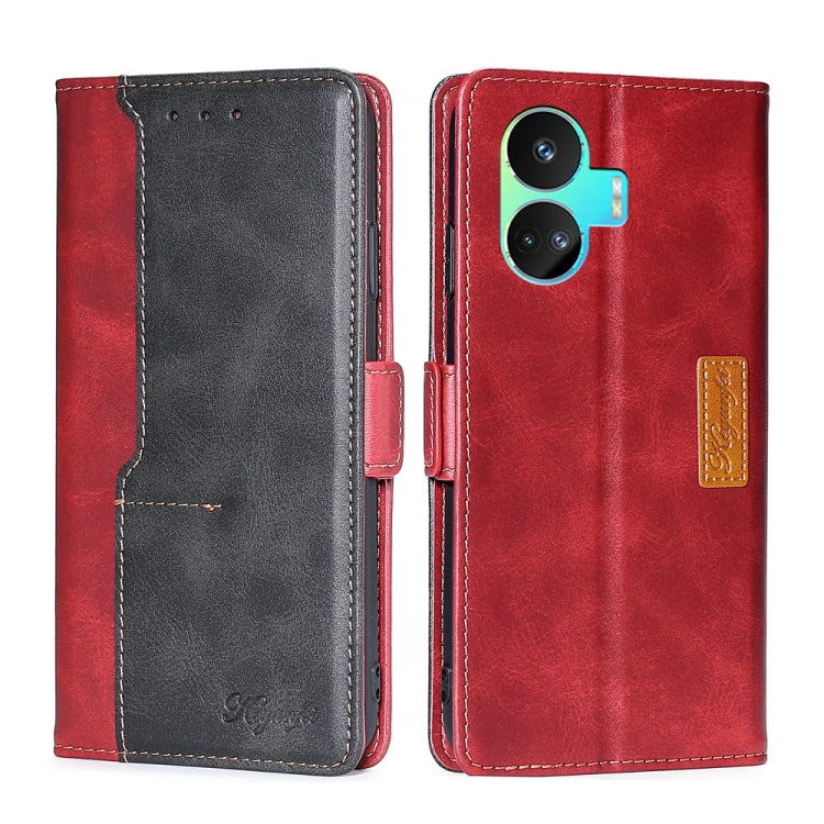 Contrast Color Side Buckle Leather Phone Case