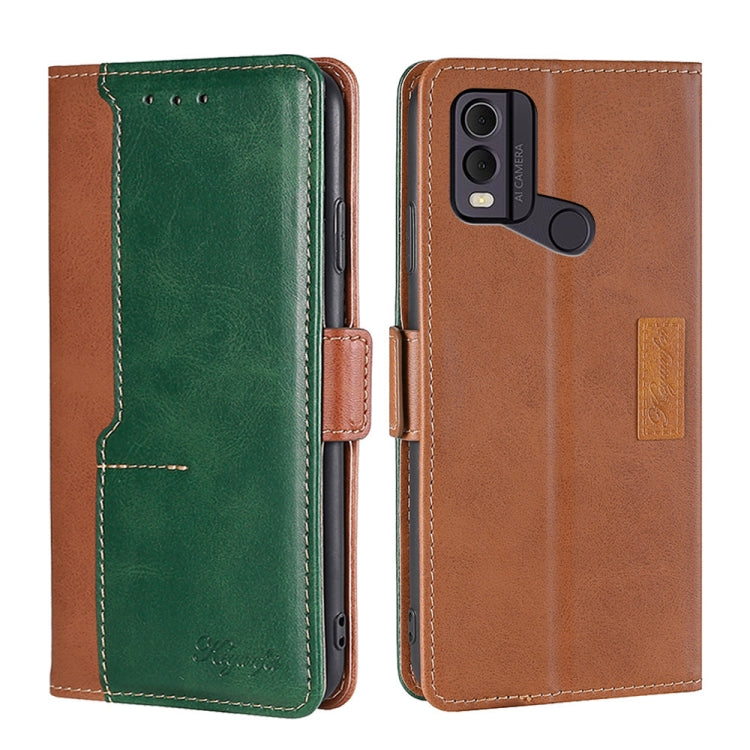 Contrast Color Side Buckle Leather Phone Case